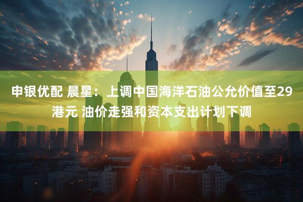 申银优配 晨星:上调中国海洋石油公允价值至29港元 油价走强和资本支出计划下调