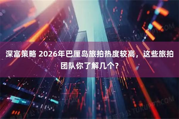 深富策略 2026年巴厘岛旅拍热度较高，这些旅拍团队你了解几个？