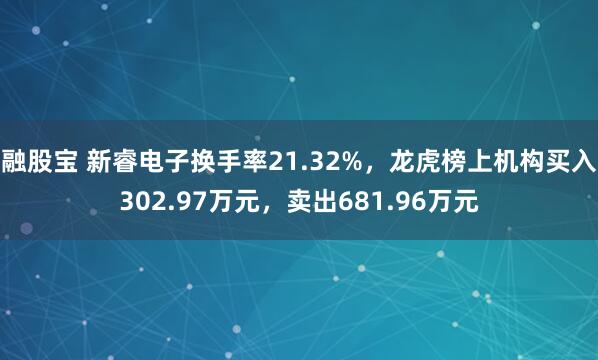 融股宝 新睿电子换手率21.32%，龙虎榜上机构买入302.97万元，卖出681.96万元